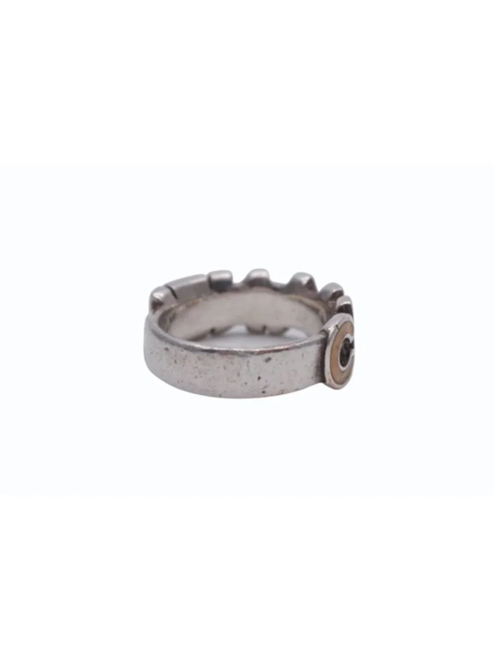 Chanel Round Logo Ring 00 Silver Ivory
